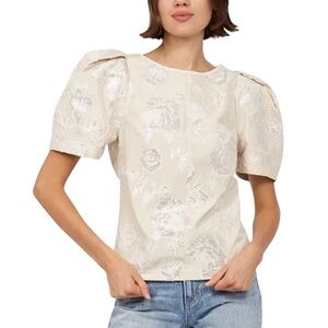 NWOT Joie Zuri Puff Sleeve Jacquard Pattern Top Size 0